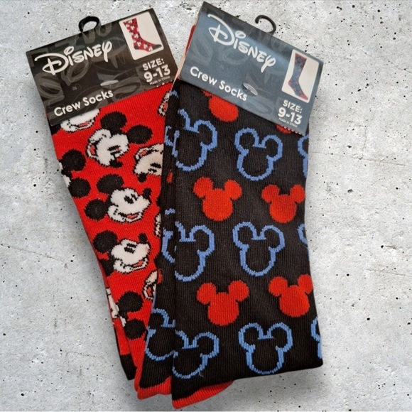 Disney Accessories - Disney Mickey Mouse Crew Socks Set -2 pairs NWT